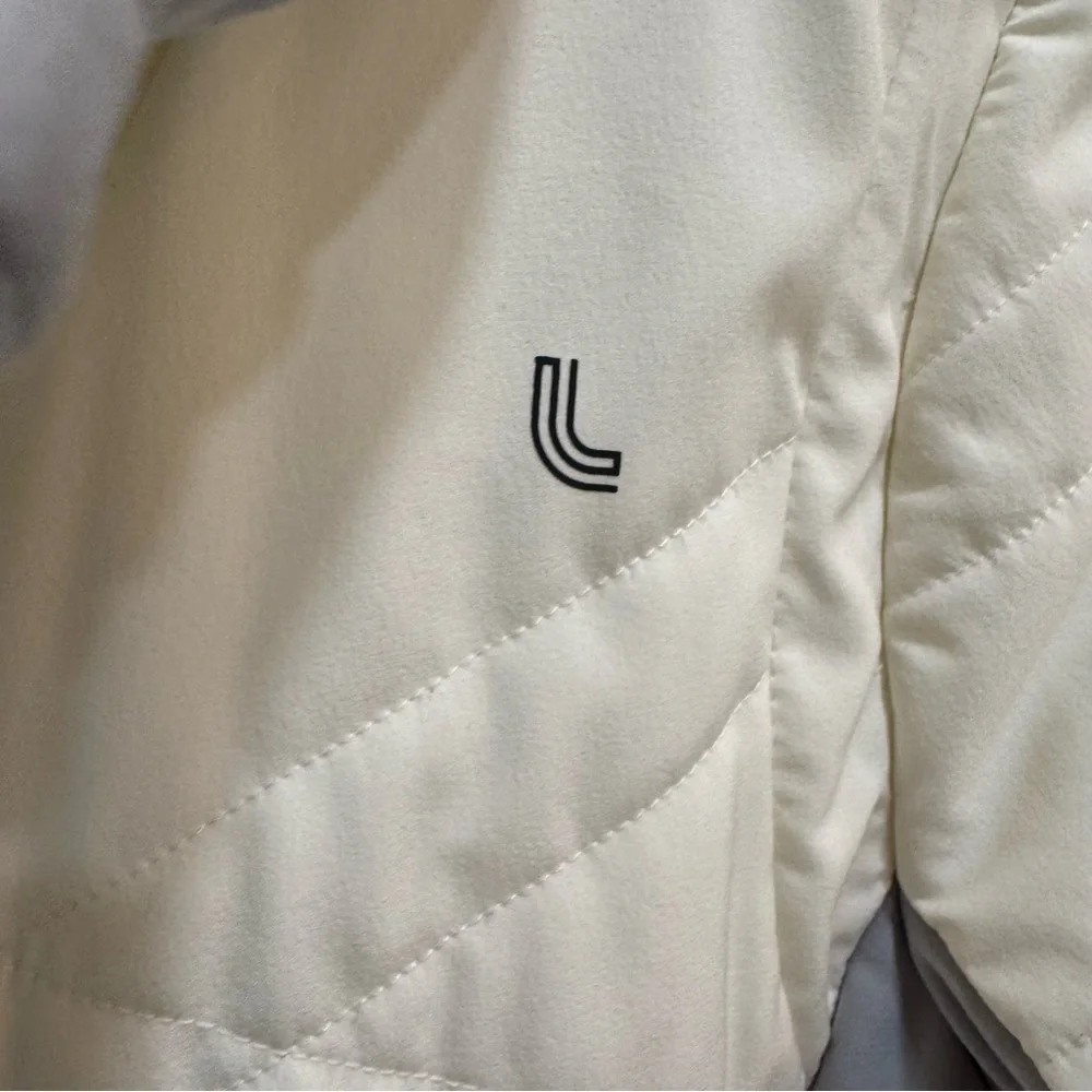Lolë Women’s Large Jacket Glee Gray/White Quilted Full Zip Puffer Retail $180